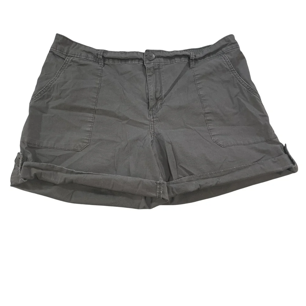Social Standard by Sanctuary Womens XL Gray Utility Roll Tab Shorts